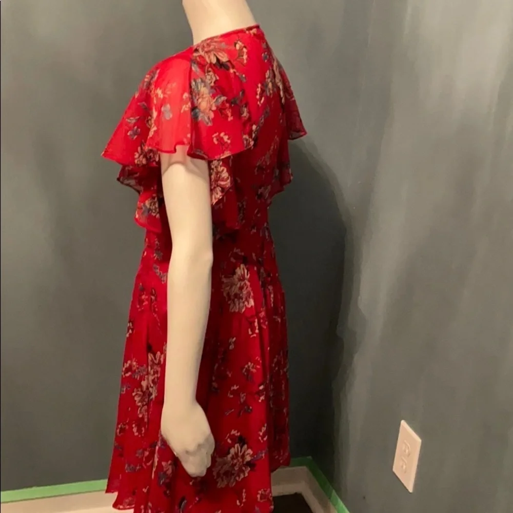 ANTHROPOLOGIE RANNA GILL Scarlet Red Floral Keira Dress